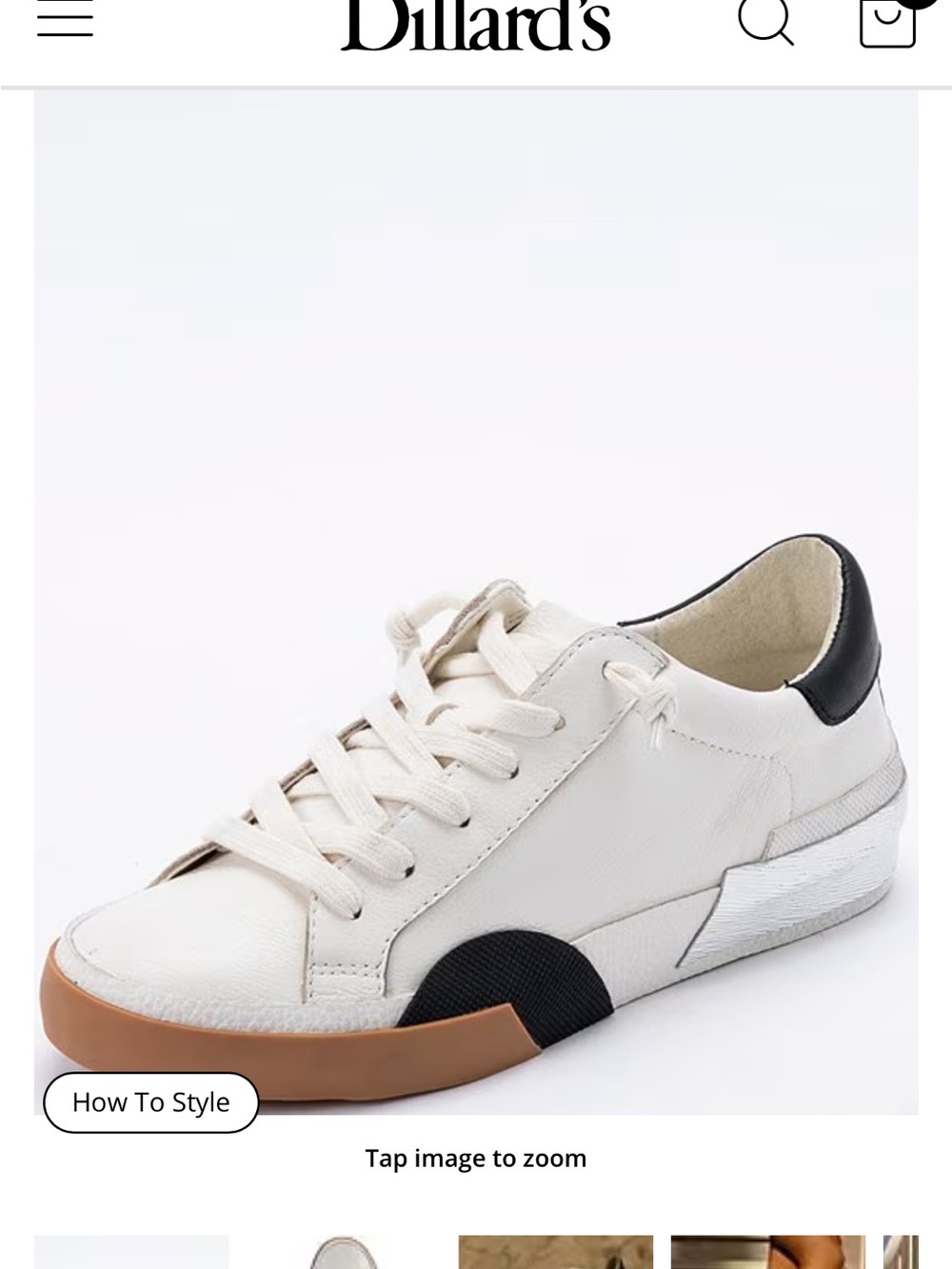 DV by Dolce Vita Zina Cream Leather Sneakers with Black Accents and Gum Sole - Picture 3 of 8
